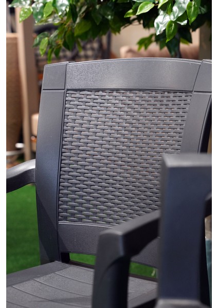 Roma Rattan Sırtlı Kollu Koltuk Balkon Bahçe Sandalyesi 4'lü Set modelleri