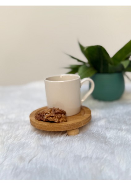 Yuvarlak Bambu Top Ayaklı Tabak