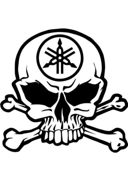 Yamaha Kuru Kafa Oto Motor Laptop Duvar Folyo Sticker 15 x 13 cm