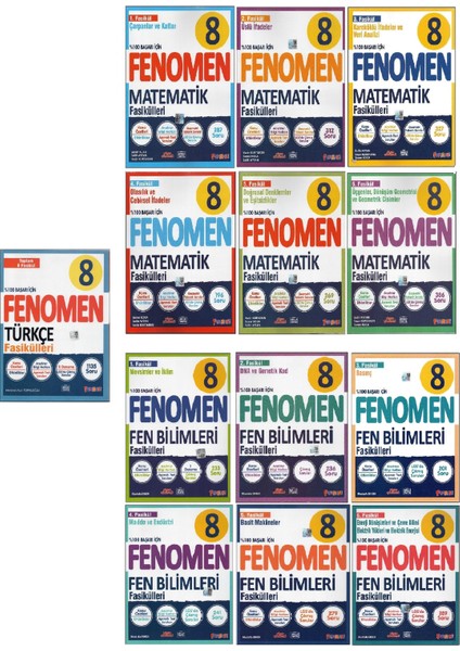 8.sınıf Türkçe+Matematik+Fen Fasikülleri (13 Fasikül)
