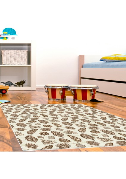 Kaymaz Dijital Mutfak & Salon Halı Yıldız Deri Vintage AL5014 Bej