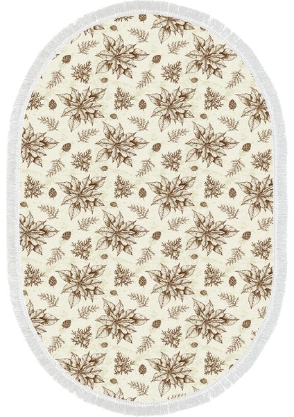 Kaymaz Dijital Mutfak & Salon Halı Trend Saçaklı Oval Vintage AL5008 Bej fiyatları