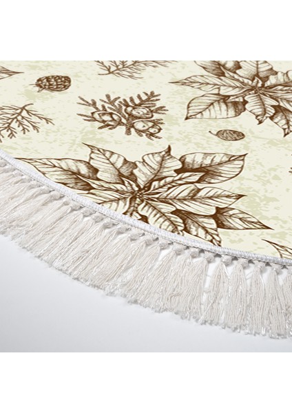 Kaymaz Dijital Mutfak & Salon Halı Trend Saçaklı Oval Vintage AL5008 Bej modelleri