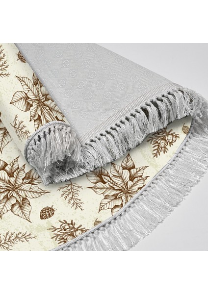 Kaymaz Dijital Mutfak & Salon Halı Trend Saçaklı Oval Vintage AL5008 Bej fırsatları