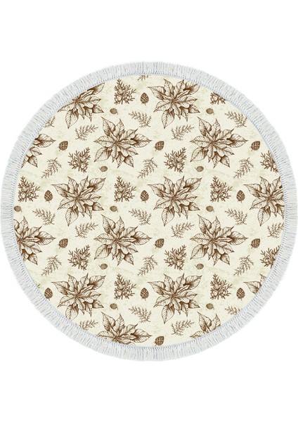 Kaymaz Dijital Mutfak & Salon Halı Yıldız Deri Saçaklı Yuvarlak Vintage AL5008 Bej fiyatları