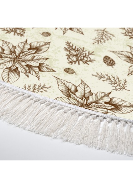 Kaymaz Dijital Mutfak & Salon Halı Yıldız Deri Saçaklı Yuvarlak Vintage AL5008 Bej modelleri