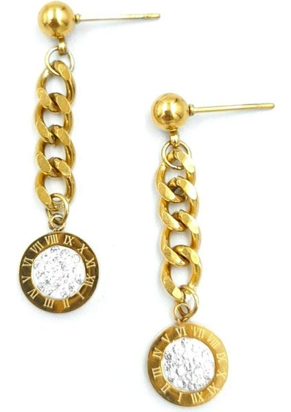 Gold Renk Sallantılı Çelik Küpe