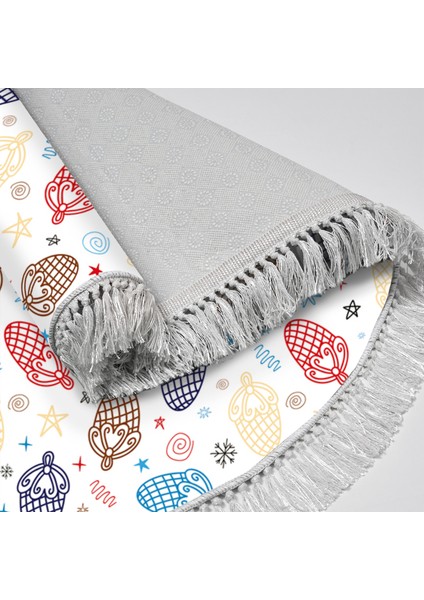 Kaymaz Dijital Mutfak & Salon Halı Toprak Saçaklı Yuvarlak Çocuk AL5006 Beyaz fırsatları