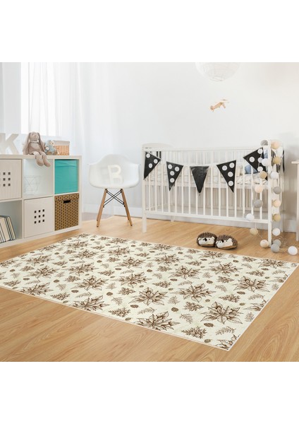 Kaymaz Dijital Mutfak & Salon Halı Luna Pamuk Vintage AL5008 Bej