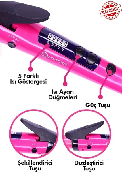 Pembe Ikili Saç Düzleştirici ve Şekillendirici Seti, Hızlı ve Kolay Kullanım modelleri