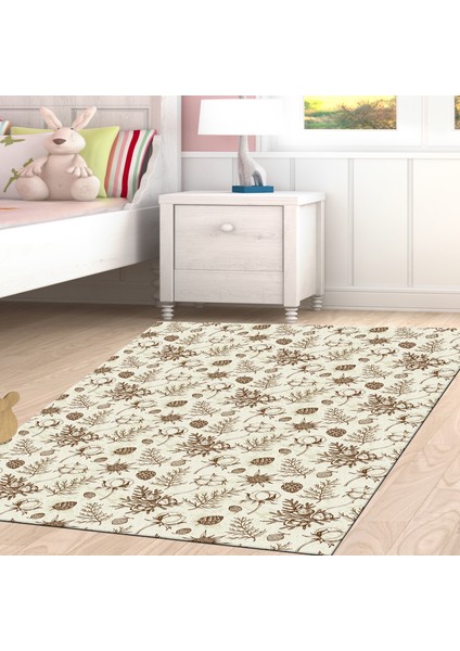 Kaymaz Dijital Mutfak & Salon Halı Yıldız Deri Vintage AL5012 Bej