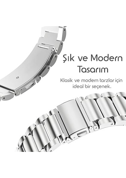 Bakla Model 20MM Çelik Kordon Samsung Uyumlu Galaxy Watch 7/6/5/4 Serisi (40MM/44MM) Watch 6/4 Classic (47/43/42MM) ve Watch 5 Pro Uyumlu Paslanma Yapmayan Kayış modelleri
