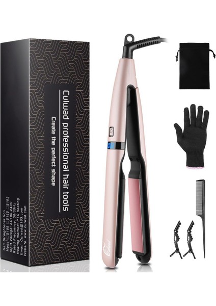 Dijital Seramik Saç Düzleştirici, Ayarlanabilir Sıcaklık, LCD Ekran, Pembe
