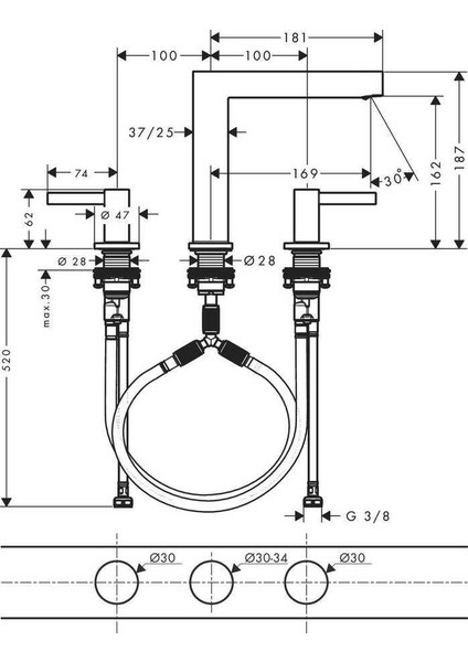 Finoris 3 Delikli Lavabo Bataryası 160 Krom - 76034000 fiyatları