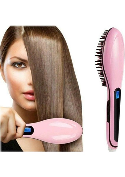 Pembe Elektrikli Saç Düzleştirici Tarak, Parlak ve Pürüzsüz Saçlar Için Ideal modelleri