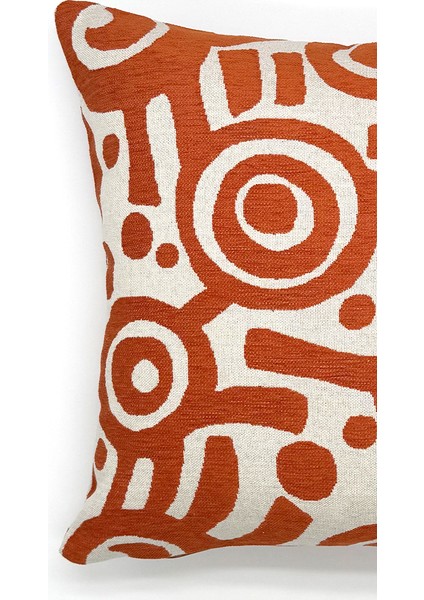 Geoglow - Geometrik Desenli Kare Kırlent Kılıfı - Çift Taraflı Kumaş Turuncu 45X45 fiyatları