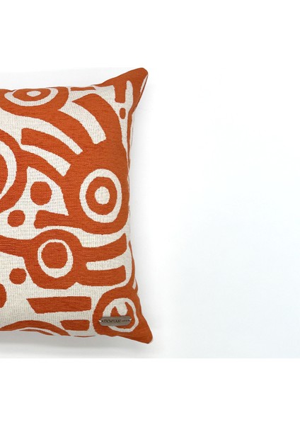 Geoglow - Geometrik Desenli Kare Kırlent Kılıfı - Çift Taraflı Kumaş Turuncu 45X45 modelleri