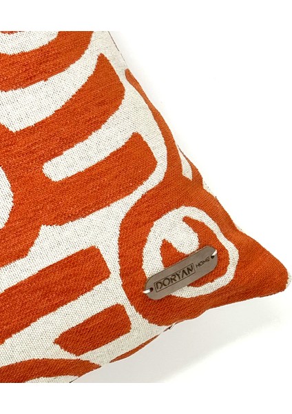 Geoglow - Geometrik Desenli Kare Kırlent Kılıfı - Çift Taraflı Kumaş Turuncu 45X45 fırsatları