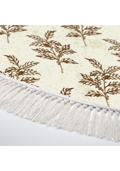 Kaymaz Dijital Mutfak & Salon Halı Luna Pamuk Saçaklı Yuvarlak Vintage AL5011 Bej modelleri