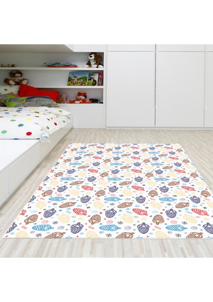 Kaymaz Dijital Mutfak & Salon Halı Toprak Çocuk AL5006 Beyaz