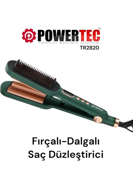 Yeşil Dalgalı ve Düzleştirici Fırçalı Iyonik Saç Düzleştirici