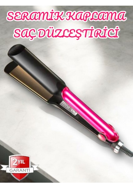 Ileri Teknoloji Seramik Saç Düzleştirici, Isı Ayarlı, Dönebilen Kablo, Siyah