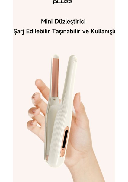 Taşınabilir Şarjlı Iyonlu Saç Maşası, Bej Renk, Hafif ve Kullanışlı modelleri