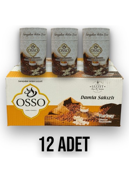 12'li Silindirli Damla Sakızlı Osmanlı Dibek Kahvesi (12x200=2400 gr)