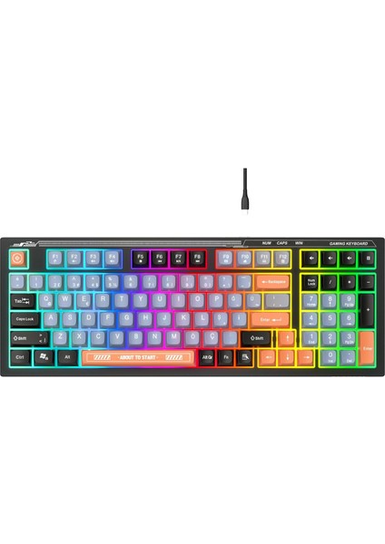 Kb-98 Silent Siyah/gri/turuncu Sessiz Rainbow Q Membrane Oyuncu Klavyesi