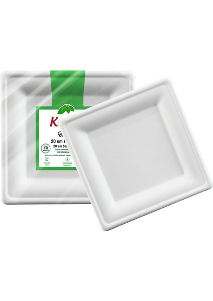 Ekolojik Kare Tabak 20 cm 25 Adet
