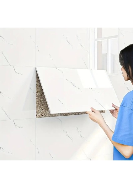 Beyaz Mermer Desenli Alüminyum Plastik Duvar Sticker - HNK6783-1760 fırsatları