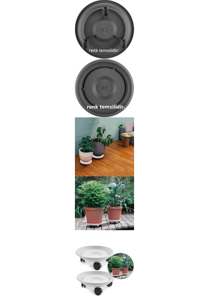 Turk Tekerlekli Saksı Altığı 37 cm Beyaz - HNK9095-6175 fiyatları