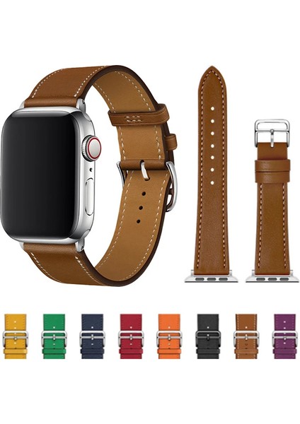 Ally Apple Watch 7-8 41MM 6-5-4 40MM Single Coil Deri Kayış Kordon 3-2-1 38MM-(577 - HNK4606-5819 modelleri