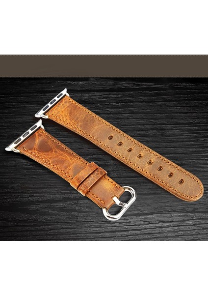 Ally Apple Watch 7-8 45MM 6-5-4 44MM Kordon Kayış Retro Deri 3-2-1 42MM-(5775) - HNK6216-8232 modelleri