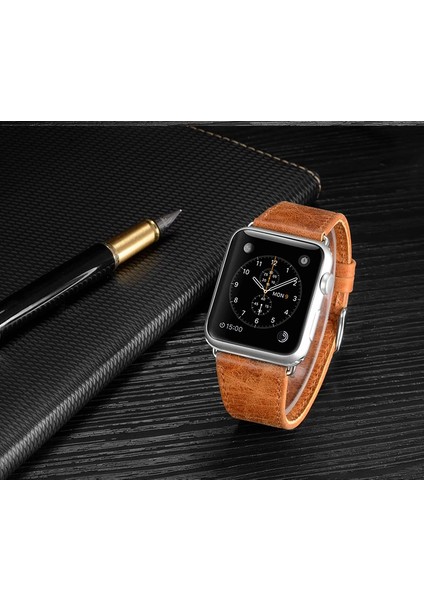 Ally Apple Watch 7-8 45MM 6-5-4 44MM Kordon Kayış Retro Deri 3-2-1 42MM-(5775) - HNK6216-8232 fırsatları