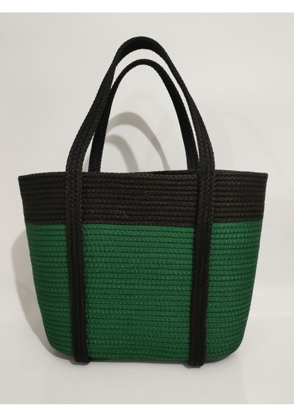 Beach, Handmade Siyah El Çantası, El Yapımı Plaj Çantası, Kadın Yeşil Kol Çantası, Günlük Çanta