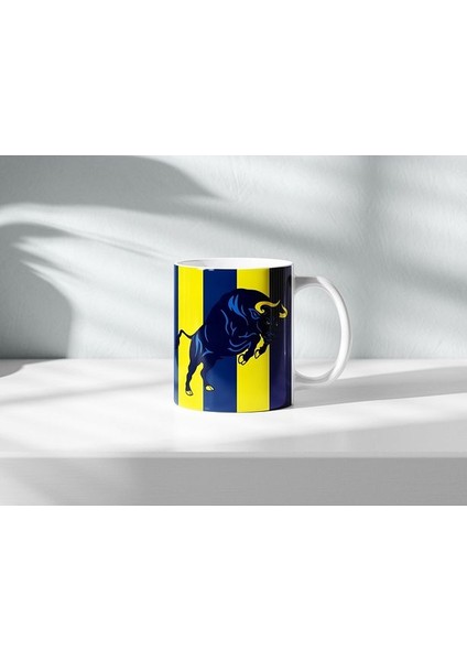 Fb Fenerbahçe Isme Özel Forma Numaralı Sarı Lacivert Kadıköy Boğası Baskılı Kupa Bardak fiyatları