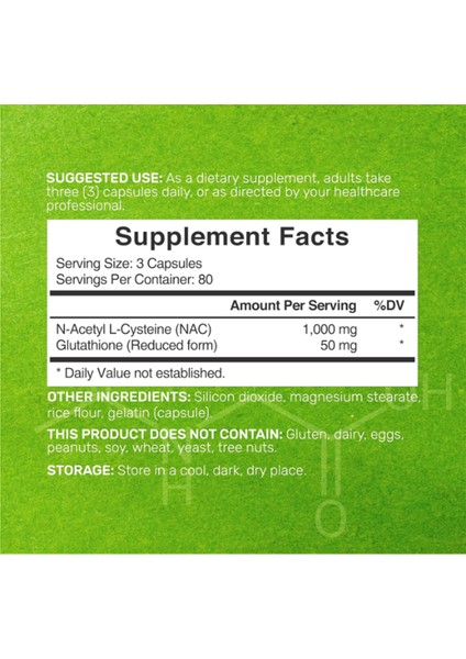 N.a.c (N-Acetyl Cysteine) 1000 mg Reduced Glutathione 240*CAPSUL.USA MENŞEI.3942 fiyatları