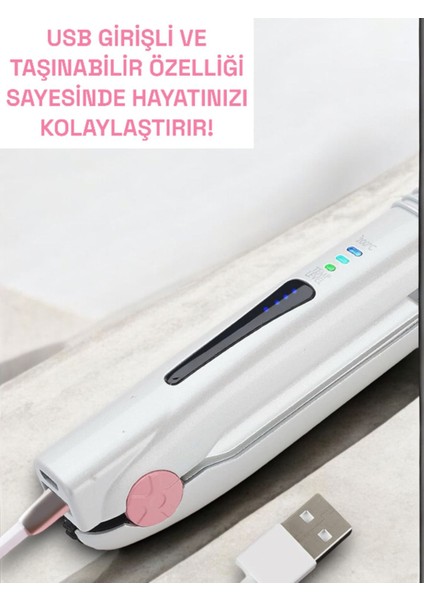 Uzun Süreli Şarjlı Seyahat Saç Düzleştirici, Yıpranma Önleyici, Beyaz modelleri