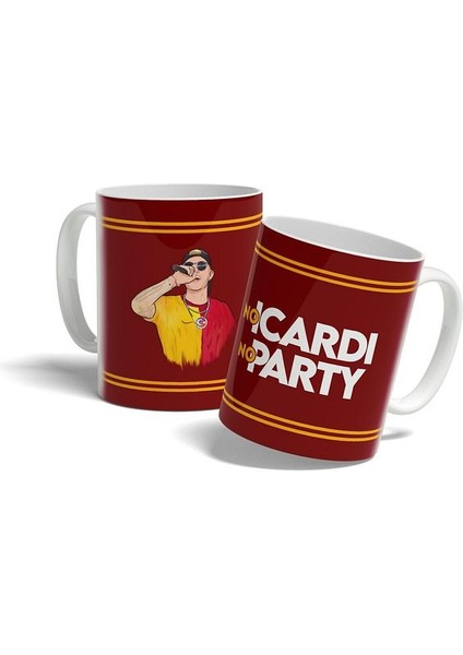 Sarı Kırmızı No Mauro No Party Tasarımlı Dijital Çizim Taraftar Baskılı Kupa Bardak Hediye Kupa