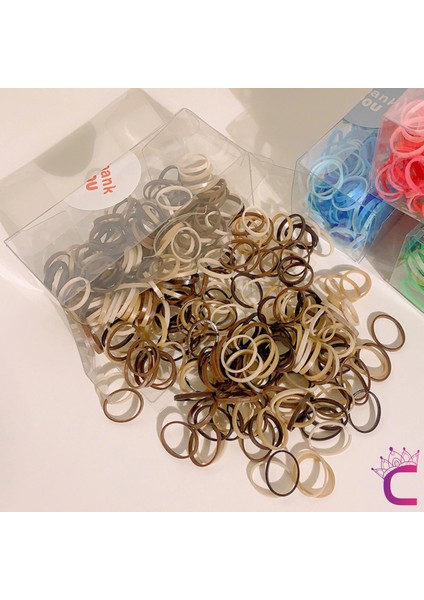 300'LÜ Günlük Kullanım Kahve Tonlu Küçük Lastik Toka - Mini Dayanıklı Lastikli Saç Örgü Lastiği modelleri