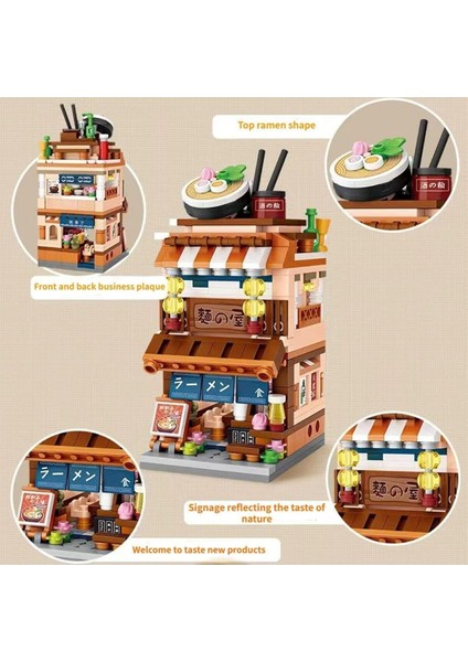 Ramen Restoran Model Seti, 412 Parça Japon Sokak Yapım Kiti modelleri