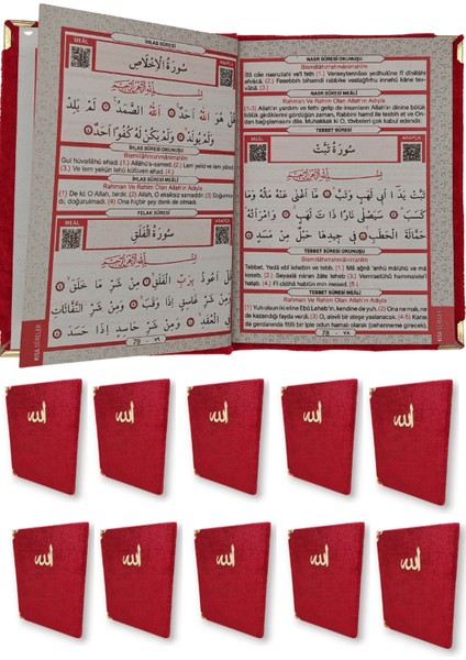 Kadife Kaplı Yasin Kitabı Çanta Boy 12 cm x 17 cm 80 Sayfa 10 Adet Kırmızı Renk fiyatları
