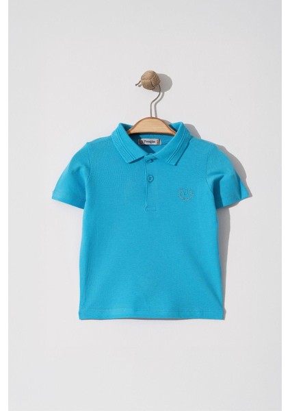 Erkek Çocuk Basic Turkuaz Polo Yaka Tshirt 6-9 Yaş