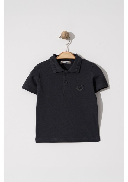 Erkek Çocuk Basic Siyah Polo Yaka Tshirt 6-9 Yaş