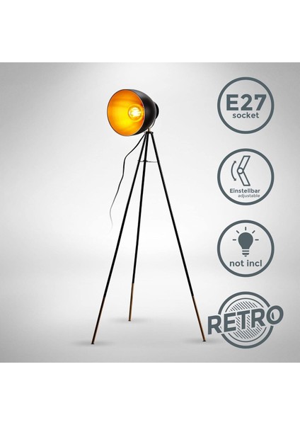 Ayaklı Lamba Vintage Endüstriyel Tasarım, E27 Duy, 40 Watt, Döndürülebilir fiyatları