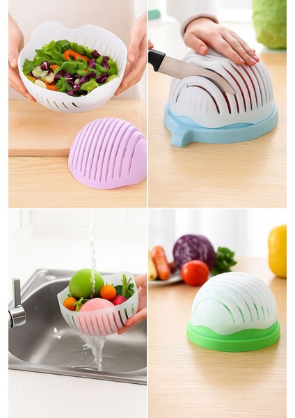 3’ü 1 Arada Salata Kesme ve Yıkama Kabı – Pratik Mutfak Yardımcısı