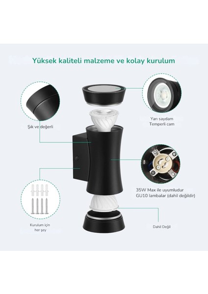 Yukarı ve Aşağı LED Duvar Lambası, IP44 Su Geçirmez, Dış Mekan Aydınlatması fırsatları