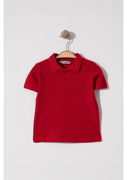 Erkek Çocuk Basic Kırmızı Polo Yaka Tshirt 10-13 Yaş