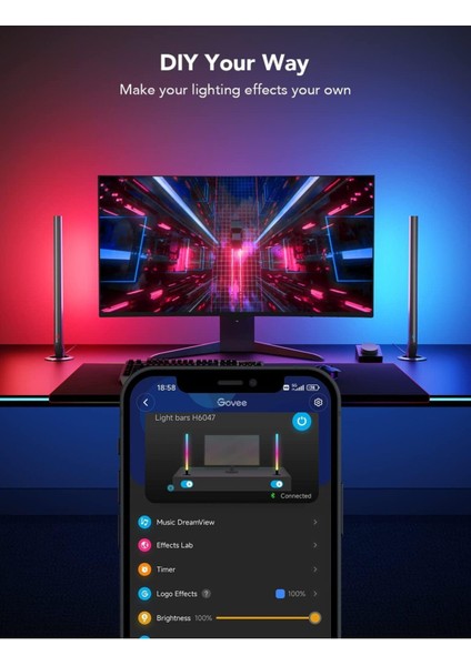 Rgbıc Gaming Light Bar 42 Cm, Wifi, Müzik Senkron, Alexa Uyumlu, 60+ Sahne, Pc & Tv fiyatları